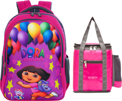 Myron Dora 2nd/3rd/4th & 5th Class combo with insulated lunch bag absolutely free 30 L Backpack(Pink, Grey)