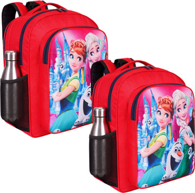 ZERUS Red Frozen Backpack Combo for Girls School Travel Daily Use Waterproof School Bag(Red, 20 L)
