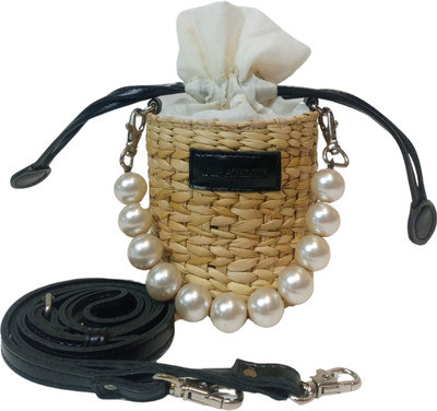 Iris Atelier Natural Fiber Potli Bag Sling Bag(Black, 1.2 L)