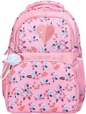 Stryker Floral Print Lightweight Girls Bag Stylish Latest Backpack Waterproof School Bag 28 L Laptop Backpack(Pink)