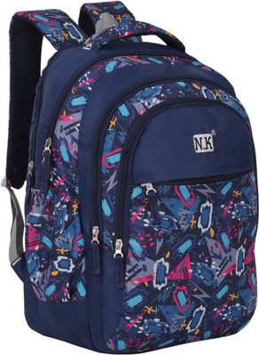 N.K School for Girl/Boy 26 Litre, 18 Inch Waterproof Tuition Print Backpack Picnic Waterproof School Bag(Blue, 26 L)
