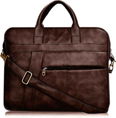 JPEnterprises Brown Color Faux Leather 10L Office Laptop Bag For Men & Women JP-BG18 Waterproof Messenger Bag(Brown, 10 L)