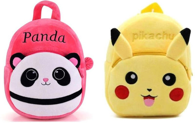 Aveek A_FF combo of 2 pink panda,yellow pikachu44_a Backpack(Multicolor, 13 L)