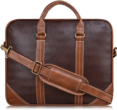 JPEnterprises Brown & Tan Color Faux Leather 10L Office Laptop Bag For Men & Women JP-BG42 Waterproof Messenger Bag(Orange, 10 L)