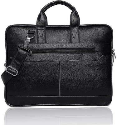 CAMPIO Mens Black Synthetic Leather Briefcase Best Laptop Messenger Bag Satchel for Men Waterproof Messenger Bag(Black, 10 L)