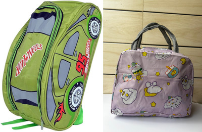 Kardiff Car Shape Kids Backpack, Bag for Boys and Girls Primary School Bag for Kids Messenger Bag(Green, Purple, 15 L)