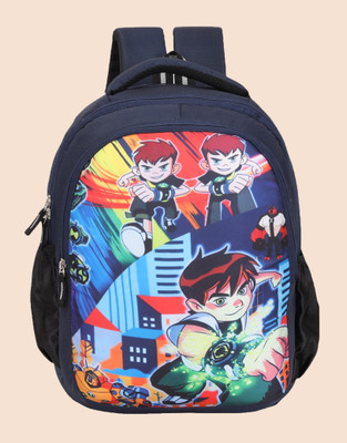 JUMRPAE New Polyester BenTen Character Printed Backpack (NUR/LKG/UKG/1st/2nd Class) Waterproof School Bag(Dark Blue, 25 L)