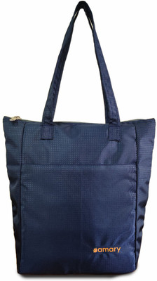Amary Shopper Tote Bag with Handles - Stylish Dobby Embossing Fabric Handbag for Women Waterproof Shoulder Bag(Dark Blue, 13.9 L)