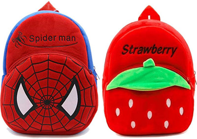 Aveek BM-Latch_combo of 2 red strawberry, red spiderman_1283 School Bag(Multicolor, 12 L)