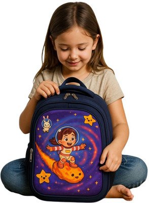 MOSU Space Girl Nebula Star Kids Bag Waterproof School Bag(Blue, 26 L)