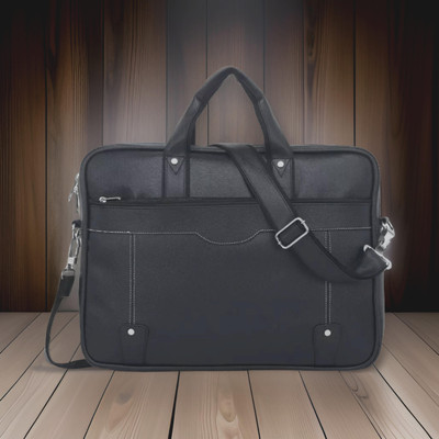 JairaJ Unisex Synthetic Leather Laptop Shoulder Messenger Bag men women Waterproof Messenger Bag(Black, 2519 L)