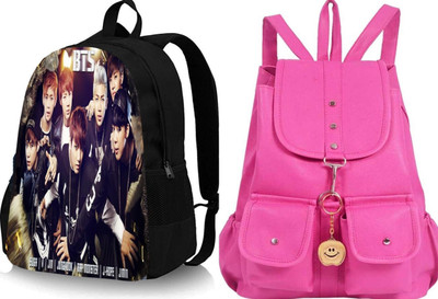 Shishtha B_DEVIL & PNK-4PKT-BACKPACK-SINGLE_xy Laptop Bag(Multicolor, Pink)