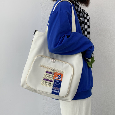 KILLFE Japanese fashion waterproof nylon shoulder Handbag white For Women Shoulder Bag(Multicolor, 16 L)