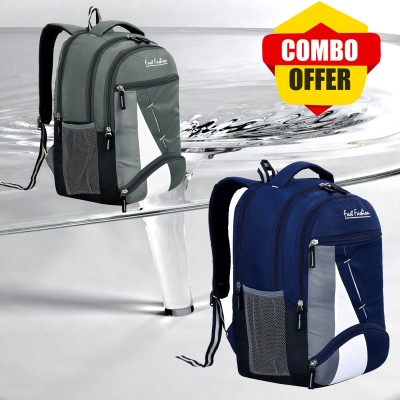 Xfast fashion Large 45 L Laptop Backpack Pack of 2 combo Bag office/school/college Waterproof School Bag(Grey, Blue, 45 L)