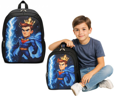 MOSU King Thunder Blast Boys Backpack Waterproof School Bag(Black, 26 L)