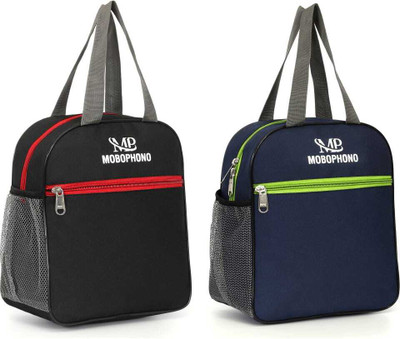 Mobophono COMBO PACK OF 2 MULTIPURPOSE TIFFIN BAG FOOD BAG REGULAR SIZE Waterproof Lunch Bag(Multicolor, 4 L)