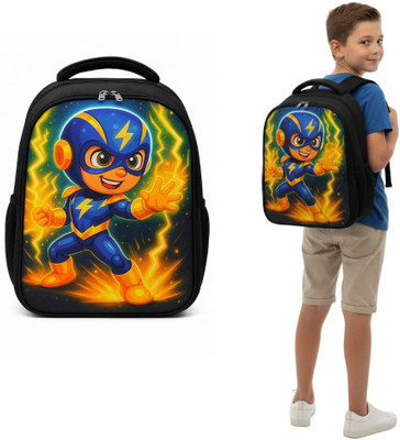 MOSU Thunder Bolt Fighter Boys Backpack Waterproof School Bag(Black, 26 L)