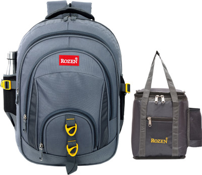 Rozen Combo School+Lunch Unisex Laptop Backpack Heavy Duty durable Class 5th to 10th Waterproof School Bag(Grey, 50 L) Rozen Combo School+Lunch Unisex Laptop Backpack Heavy Duty durable Class 5th to 10th Waterproof School Bag(Grey, 50 L)