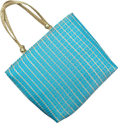 doracrafthouse Brocade Checks Mini Bag Shoulder Bag(Light Blue, 5 L)