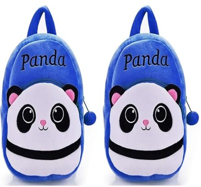 ISMAIL ANSARI ENTERPRISES Kids Blue Panda Combo Cartoon Soft Plush Boys Girls 2-5 Years School Bag(Blue, 10 L)