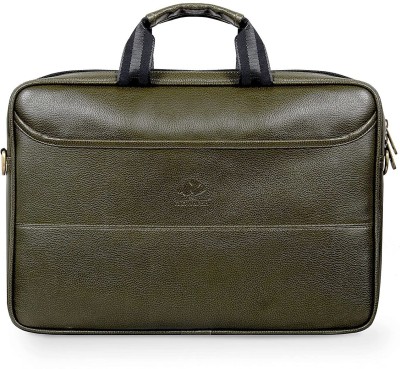 The CLOWNFISH Faux Leather 15.6 inch Laptop Messenger Bag Briefcase Laptop Bag (Tan) Messenger Bag(Green, 6 L)