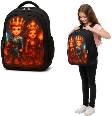 MOSU King Queen Hero Twins Kids Backpack Waterproof School Bag(Black, 26 L)