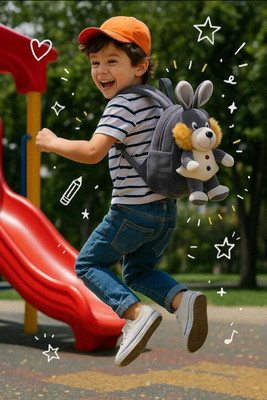 Balaji Hosiery stuffed toy bag Waterproof School Bag(Grey, 1 L)