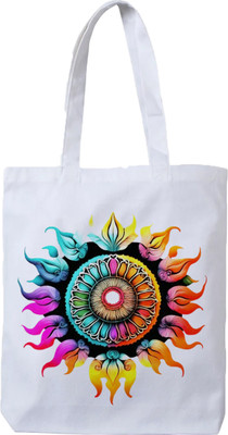 Print Ginnie Mandala Art Colourful Printed White Tote Bag for Women Shoulder Bag(White, 15 L)