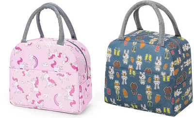 Kardiff Lunch Tiffin Bag Box Insulated Thermal for School College Office (Grey Cartoon) Messenger Bag(Grey, Pink, Purple, 15 L)