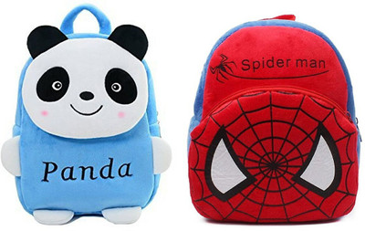 Aveek BM-Latch_combo of 2 red spiderman, blue panda_1468 School Bag(Multicolor, 12 L)