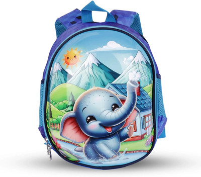 Sageware 3D Baby Elephant Cute Hard Shell Backpack for Boy Waterproof & Trendy School Bag Waterproof Backpack(Blue, 10 L)