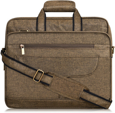 KAVRIXA Khaki Color Linen 28L Big Size Office Laptop Bag For Men KX-BG26 Waterproof Messenger Bag(Mustard, 28 L)