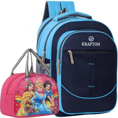 KRAFTON Premium quality stylish & trendy Backpack for School Nursery to 4th Waterproof School Bag(Blue, Orange, 38 L)