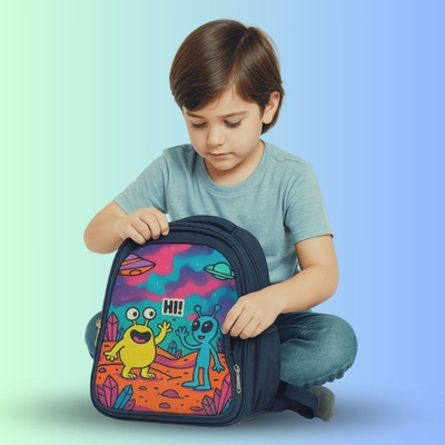MOSU Space Theme Kids Backpack – Cute Alien Print School Bag for Boys Waterproof School Bag(Blue, 26 L)