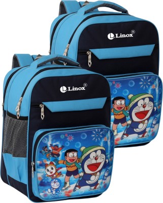 LINOX DOREAMON Combo Premium and stylish 15x11.5x7 inch For NURSERY/LKG/UKG/1st Waterproof School Bag(Blue, 32 L)