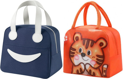 Kardiff 3D Printed Hot & Cold Leak Proof Lunch Bag for Kids, Men & Women Tiffin Bag Waterproof Lunch Bag(Orange, Blue, 7 L)