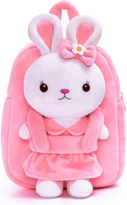 Frantic Kids Soft Animal Cartoon Velvet Plush School Bag (FullBodyPink Rabbit) Backpack(Pink, 10 L)
