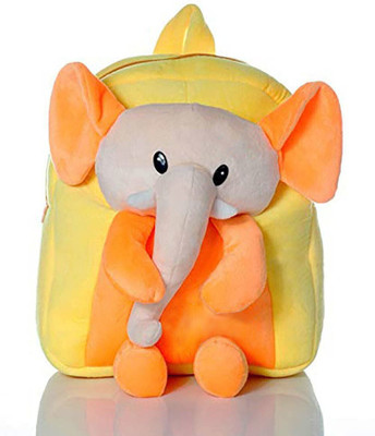 Frantic Kids Soft Animal Cartoon Velvet Plush School Bag (FullBodyOrangeElephant) Plush Bag(Yellow, Orange, 15 L)