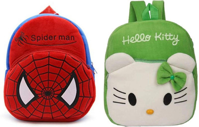 Aveek A_BM_Latch_red spiderman_437 & SNG-AVK_Hello Kitty Green_1_a Backpack(Red, Green, 13 L)
