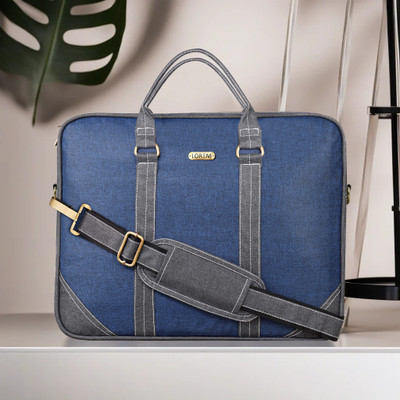 LOREM Blue & Grey Color Linen 10L Office Laptop Bag For Men & Women DB-BG45 Messenger Bag(Blue, 10 L)