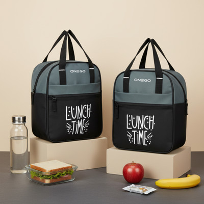 ONEGO Insulated Tiffin Bag | Keeps Food Fresh for Office, School & Outdoor Use Waterproof Lunch Bag(Grey, Black, 10 L)