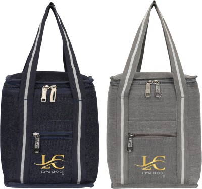 LOYAL CHOICE New Hiquality All Age 2 combo lunch bags Tiffin bag for men&women. (JEANS 10 L) Waterproof Lunch Bag(Black, Grey, 10 L)