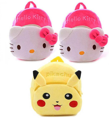 Aveek A_combo of 3 pink minnie 2 , yellow pikachu645_a Backpack(Multicolor, 13 L)