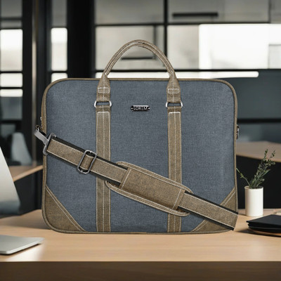 LOREM Grey & Khaki Color Linen 10L Office Laptop Bag For Men & Women DB-BG46 Messenger Bag(Grey, 10 L)