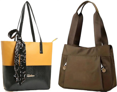 Reprox Women Yellow, Brown Shoulder Bag(Pack of: 2)