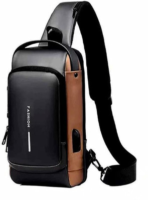 Balaji Guru Black Sling Bag Waterproof Black & Gold Anti-Theft Sling Bag for Men & Women