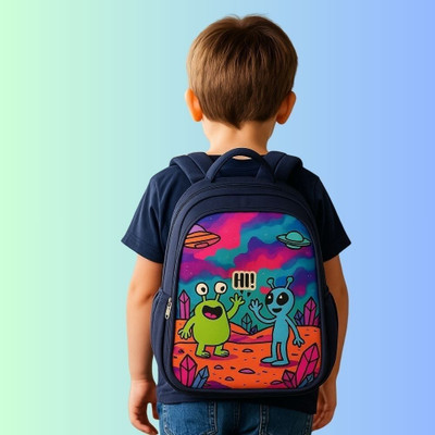 MOSU Alien Theme Kids Bag – Ideal for School, Picnic & Travel Use Waterproof School Bag(Blue, 26 L)