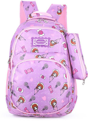 Tinytot Purple School Backpack with Pencil Pouch for 3rd - 10th Std Waterproof School Bag(Purple, 26 L)