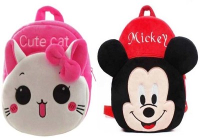 PICART School Bag cute cat mickey Plush Backpacks Cartoon Baby Boys/Girls Plush Bag School Bag(Pink, Red, 10 L)