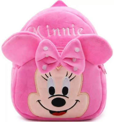 ALORNOR Soft Toddler Plush Fabric 11 liters Smiling Minnie Mouse Cartoon Design School Waterproof Backpack(Multicolor, 10 L)